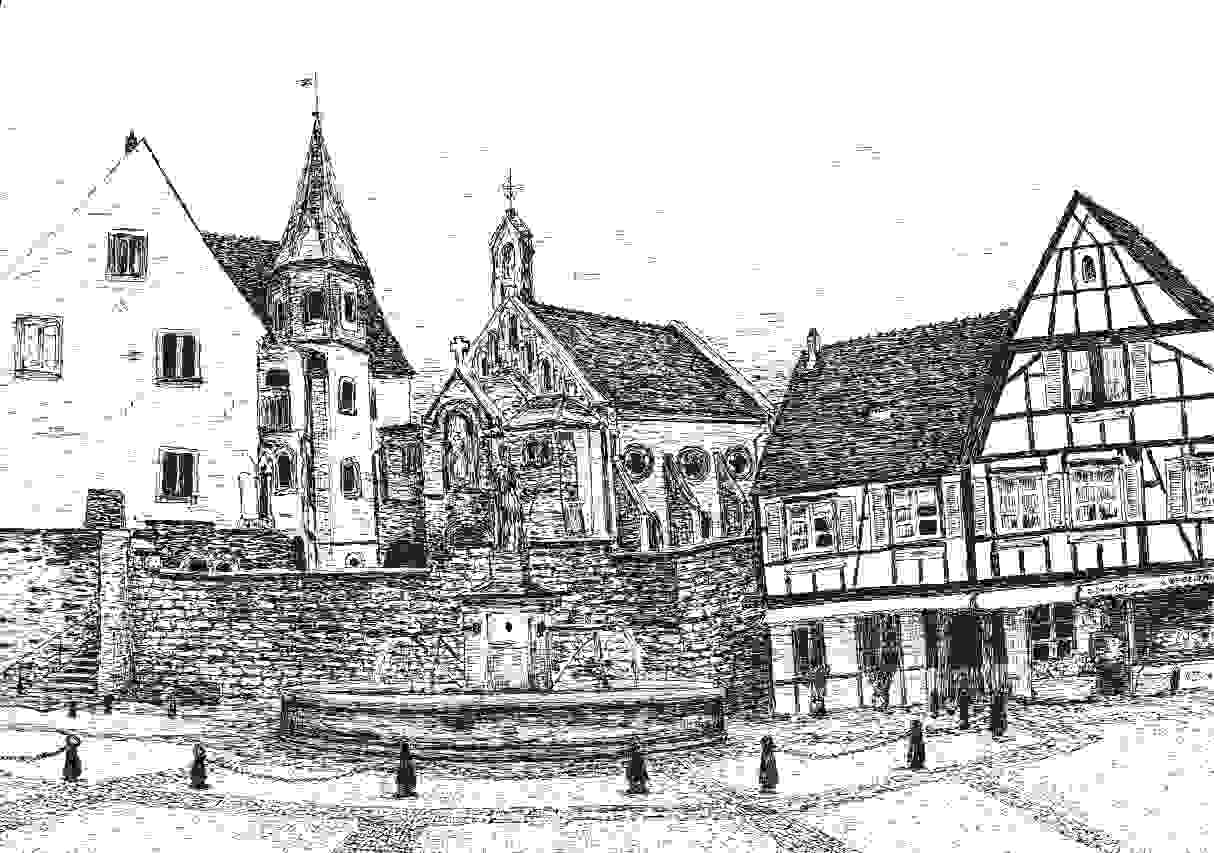 Eguisheim, Schloss und Kirche